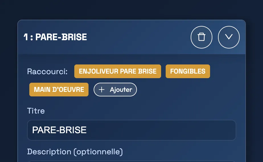 Raccourcis personnalises